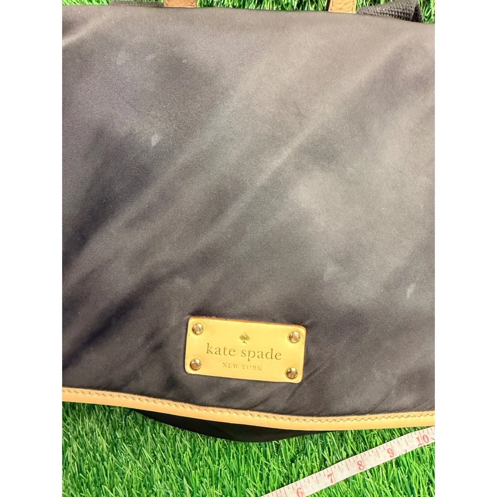 Kate Spade New York Black Nylon Leather Trim Flap Backpack Hot Pink‎ Lining